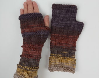 Women Fingerless Gloves Mittens Long Arm Warmers  Women Fingerless Wrist Multicolored Gloves Knitted Gloves Vegan Gloves Ready to Ship