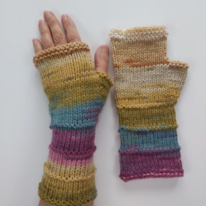 Women Fingerless Gloves Mittens Long Arm Warmers  Women Fingerless Wrist Multicolored Gloves Knitted Gloves Vegan Gloves Ready to ship