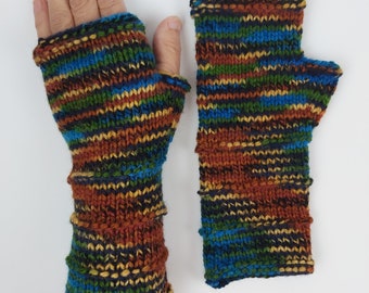 Guantes sin dedos de lana Manoplas Calentadores de brazos largos Calentadores de muñeca para mujeres Guantes multicolores Guantes de punto Guantes hechos a mano Listos para enviar