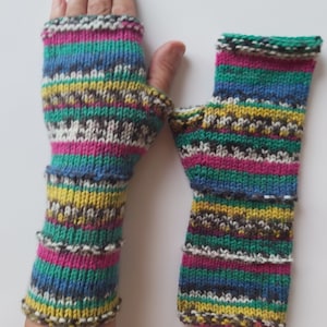 Women Fingerless gloves Mittens Long Arm Warmers  Women Fingerless Wrist Multicolored gloves Knitted gloves Vegan gloves Ready to ship