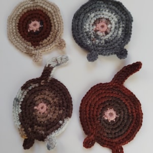 Kitty Butt Coaster  Set of 4  Cat Butt Coaster Crochet Coaster Cat Coaster Ready to ship
