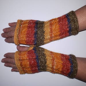 Knit Fingerless gloves Mittens Long Fingerless Arm Warmers Boho Gloves Womens Fingerless  Multicolored gloves Knitted gloves Ready to ship