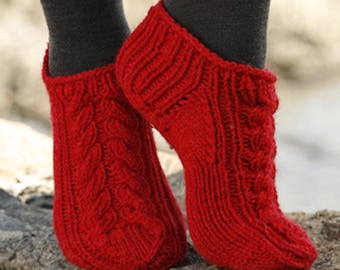 Hand Knit Alpaca/Wool Slipper Socks With Cables Knit Indoor socks  Socks for Sleep Short wool socks  women