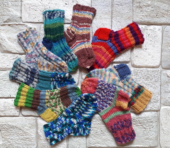 Calcetines de lana para bebés 12 cm Tejidos a mano Calcetines para bebés  Calcetines hechos a mano Calcetines de lana Calcetines calientes Calcetines  de 6 a 18 meses Bebé listo para enviar -  España