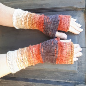 Women Fingerless gloves Mittens Long Arm Warmers  Women Fingerless Wrist Multicolored gloves Knitted gloves Ready to ship