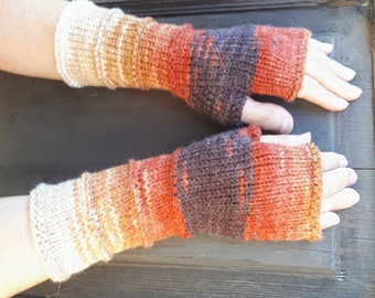 Women Fingerless gloves Mittens Long Arm Warmers  Women Fingerless Wrist Multicolored gloves Knitted gloves Ready to ship