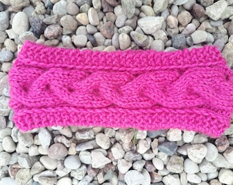Women knit warm pink headband Knit headband Ear warmer Knitted turban Warm knitted headband Boho winter headband Ready to ship