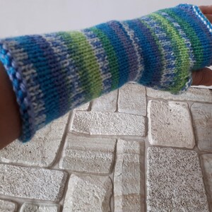 Women Fingerless gloves Mittens Long Arm Warmers  Women Fingerless Wrist Multicolored gloves Knitted gloves Ready to ship