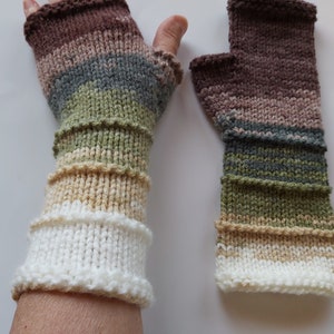Women Fingerless gloves Mittens Long Arm Warmers  Women Fingerless Wrist Multicolored gloves Knitted gloves Vegan gloves Ready to ship