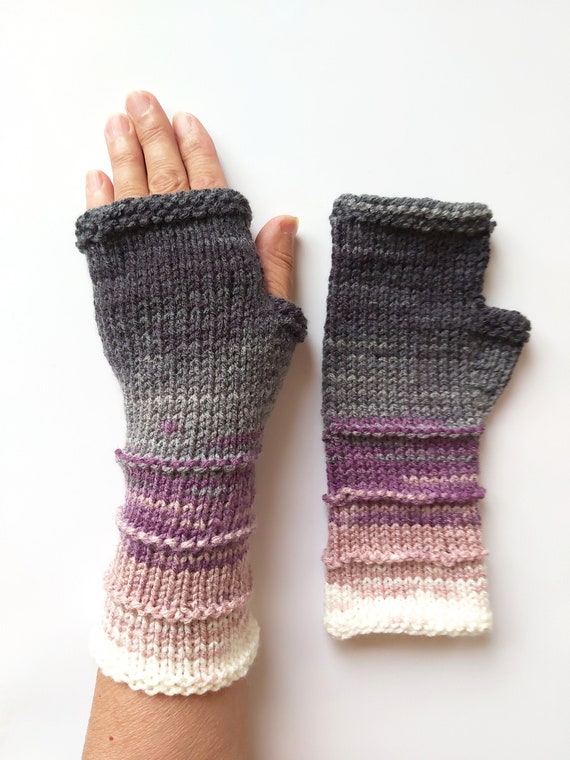 Guantes de mano de lana suave para mujer, mitones largos sin dedos