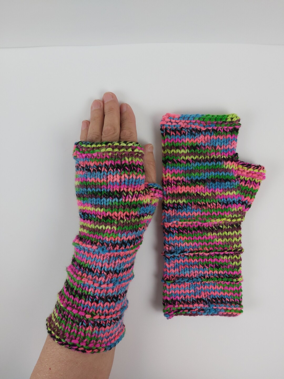 Wool Fingerless Gloves Mittens Long Arm Warmers Women Wrist Warmers