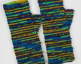 Guantes sin dedos de lana Manoplas Calentadores de brazos largos Calentadores de muñeca para mujeres Guantes multicolores Guantes de punto Guantes hechos a mano Listos para enviar