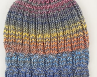 Knitted Multicolour  Winter Hat Slouchy Beanie Womens Gift Colored Hat  Ready to ship