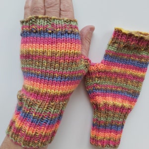 Women Fingerless gloves Mittens Long Arm Warmers  Women Fingerless Wrist Multicolored gloves Knitted gloves Ready to ship