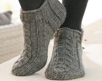 Hand Knit Wool Slipper Socks