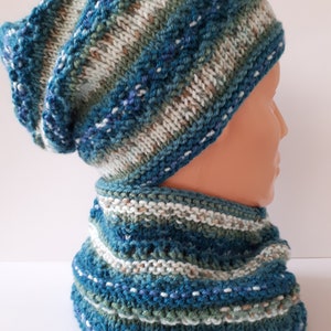 Women&#39;s knit winter hat and cowl Woman  Slouchy Beanie Teenager Chunky Beanie  Teen Girls Ready to ship