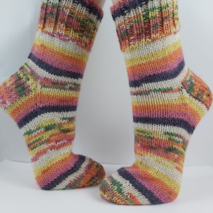 Hand Knitted Thick Alpaca/Wool Socks Winter Socks Knitted Socks Handmade Socks Striped Socks  Ready to ship