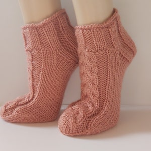Hand Knit Wool Slipper Socks  Knit Indoor socks  Socks for Sleep  Knitted Wool Slipper Socks  Wool socks for women
