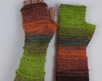 Women Knitted Fingerless Gloves Mittens Long Arm Warmers Wrist Warmers Multicolored Gloves Knitted Gloves Vegan Gloves  Ready to ship