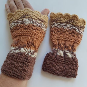 Knitted Wrist Warmers Womens gloves Arm warmers in brown shades