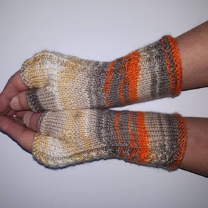Knit Fingerless gloves Mittens Long Fingerless Arm Warmers Boho Gloves Womens Fingerless  Multicolored gloves Knitted gloves Ready to ship