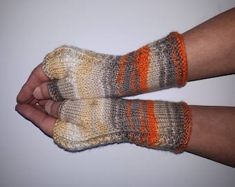 Knit Fingerless gloves Mittens Long Fingerless Arm Warmers Boho Gloves Womens Fingerless  Multicolored gloves Knitted gloves Ready to ship