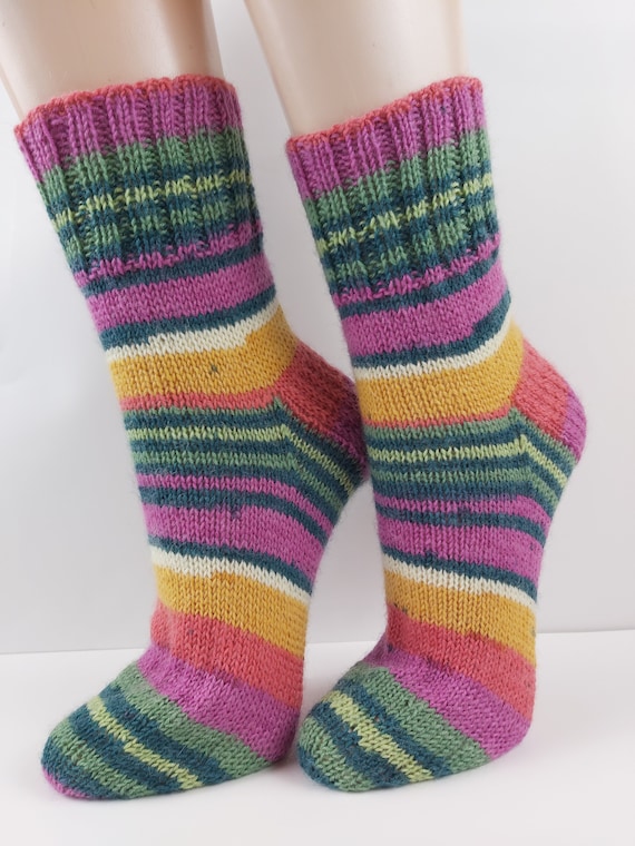 1 Paire De Chaussettes Faites Main En Laine - Taille 38-39 - Vert - Neuf Sans Emballage