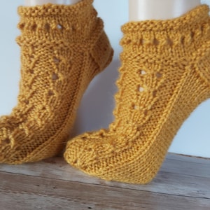 Hand Knit Wool Slipper Socks  Knit Indoor socks  Socks for Sleep  Knitted Wool Slipper Socks  Wool socks for women