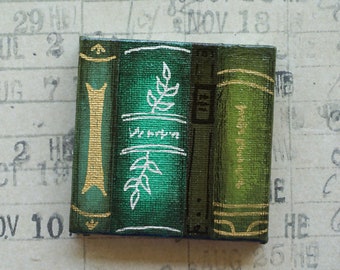 Green Hand painted Bookstack Fridge Magnet | Gift for Book Lover