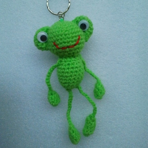 Crochet Keychain Frog Amigurumi Frog Stuffed Frog Crochet Frog frog keychain green keychain frog crochet bag charm Frog gifts gift for her
