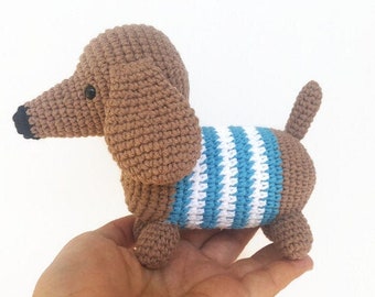 Daschund, Crochet Toy Dog ,crochet Dachshund, stuffed toy , sausage dog, baby toy dog, handmade baby gift, crochet dog, stuffet toy puppy