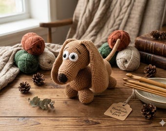 Crochet Dachshund: Handmade Amigurumi Stuffed Toy Dog