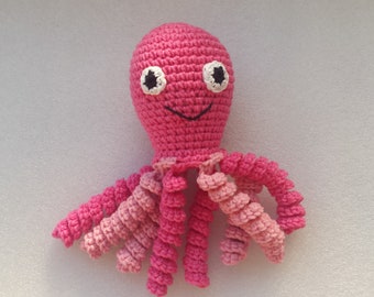 Pulpo de crochet, Pulpo para bebés prematuros, Pulpo de juguete, Pulpo para bebés prematuros, Pulpo de peluche, Pulpo rosa, Pulpo de juguete para recién nacidos, regalo para baby shower