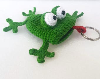 Grenouille de couverture de clé, porte-clés, grenouille confortable clé, pochettes clés, grenouille porte-clés, étui à clés au crochet, grenouille au crochet, cadeau pour elle, accessoires au crochet