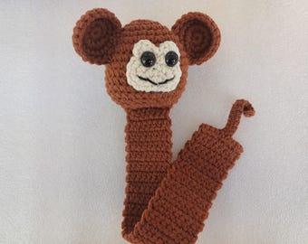 Marcapáginas de crochet, Divertido marcador de crochet de mono, Marcapáginas de animales, Regalo para amantes de los libros, Regalo único hecho a mano para amantes de los monos