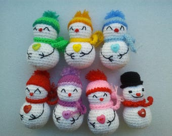 Christmas ornament, Snowman Tree Ornament, Crochet Snowman Decoration, Stocking stuffer for him, Handmade Snowman, Gifts for coworkers