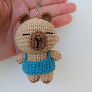Crochet Capybara keychain, bag charm capybara, rear view capybara,Crochet Bag Pendant,handmade accessory Capybara hanging rodent plushie