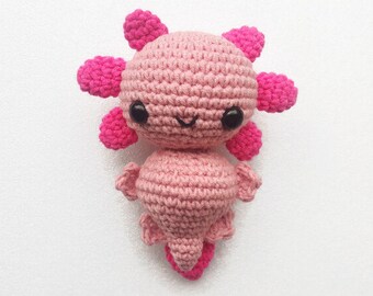 Peluche de ajolote a crochet: animal marino amigurumi relleno