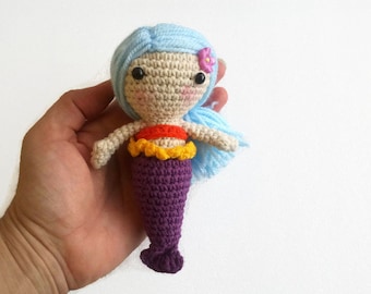 Crochet Mermaid Doll: Stuffed Amigurumi Toy, Girl Gift (5.90 in)
