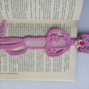 Crochet Bookmark, Pink Panther, Bookmark Pink Panther, Teacher Gift ...