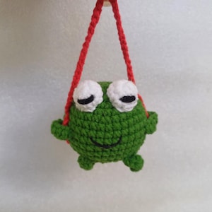Crochet Frog Car Charm  Car Mirror Hanging Charm Frog Ornaments New Car Gift Idea  bag charm  Frog Lover Gift Rear-View Mirror Pendant