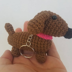 Dachshund crochet dachshund keychain sausage dog crochet animal amigurumi dachshund crochet little puppy keyring