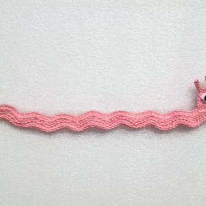 Crochet bookmark, Bookmark bookworm, Pink bookmark, Funny bookmark, Handmade cute Bookmark, Gift for book lovers, Book lover gift, Bookwarm image 3