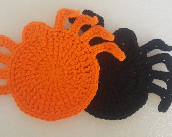 Crochet Spider Coaster Set: Halloween Table Decor