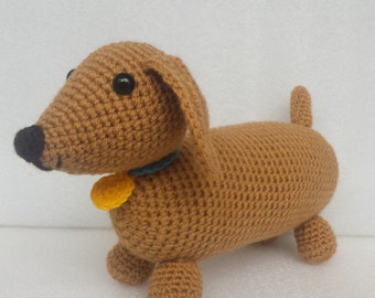 Dachshund, cachorro de brinquedo de crochê, Dachshund de crochê, brinquedo de pelúcia, cachorro de salsicha, cachorro de brinquedo de bebê, presente de bebê feito à mão, cachorro de crochê, presente de bebê feito à mão