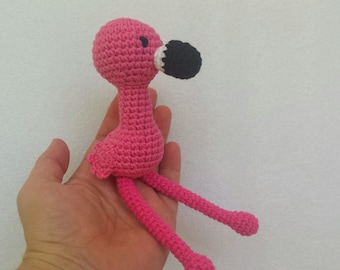 Crochet Flamingo Amigurumi: Pink Stuffed Bird Doll, Nursery Decor