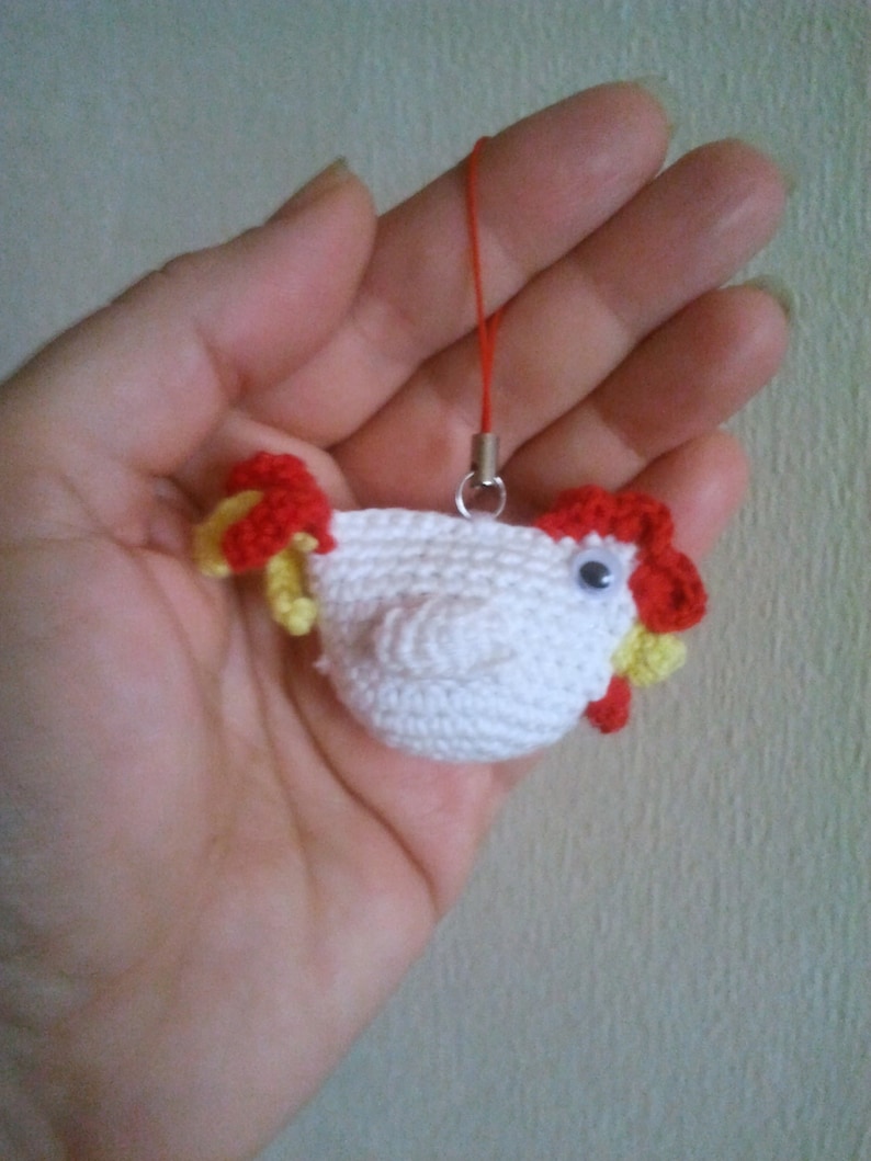 Mini Keychain Rooster Amigurumi Rooster Stuffed Crochet Etsy