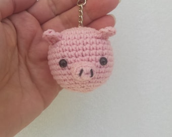 Crochet pig,  Pig key chain, Cute pig keychain, Tiny Amigurumi Piggy, Baby shower gift, Small Pink Pig, Farm Animal, Cute Piggy, Piggy charm