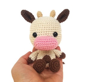 Crochet vache amigurumi Petite vache farcie animaux animaux animaux ferme Bébé douche pépinière thème ferme jouet Cow cadeaux