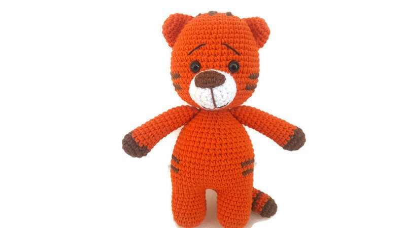 Tigre Crochê Tigresa Bicho de pelúcia Ideias para presentes animais selvagens de pelúcia meninos Brinquedo de pelúcia Tigre Feito à mão Natural Filhote de Tigre Presente para Bebê